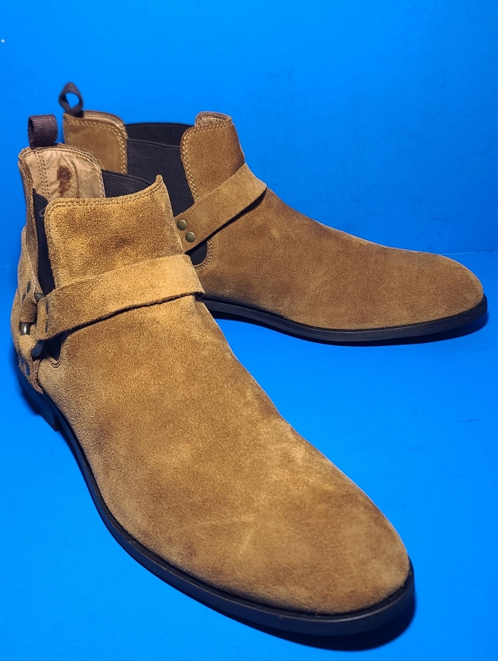 Frye Scott Chelsea Harness 80076 Mens Brown Suede Slip On Boots Size 13 US